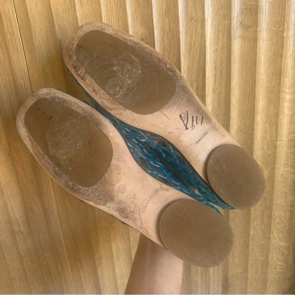 THE ROW Blue Mara Jelly Flat Slip On Sandal Shoes - Picture 8 of 9